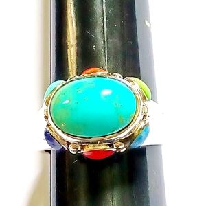 Barse 925 Sterling Silver Multi-color Stones Ring Size 8 Grams 5.7